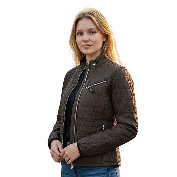 Kerrits Equestrian Brown Quilted Riding Jacket Zip Up Women's Size Large - Picture 12 of 16